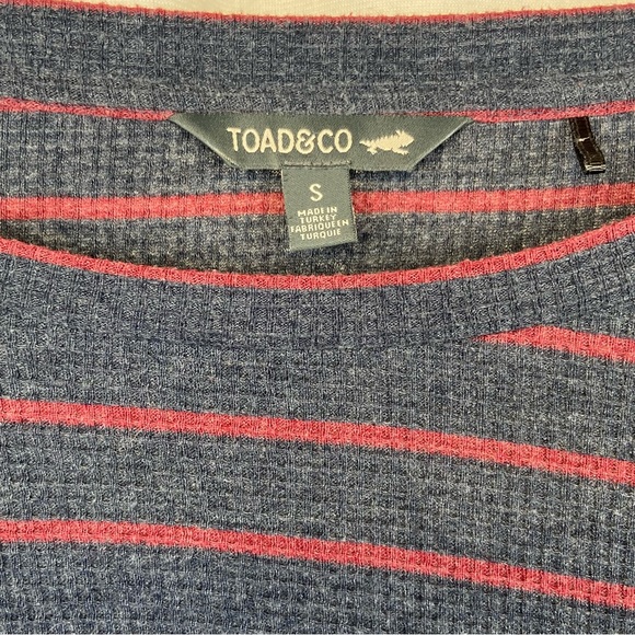Toad&Co Dress Foothills Long Sleeve Waffle Knit Navy Red Organic Cotton Small - Picture 4 of 15